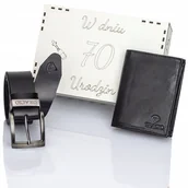 Paski - Prezent na 70 urodziny dla taty zestaw skórzany pasek portfel Gracio - miniaturka - grafika 1