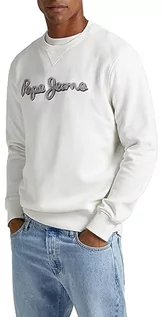 Bluzy męskie - Pepe Jeans Męska bluza Ryan Crew, Biały (nie biały), S - grafika 1