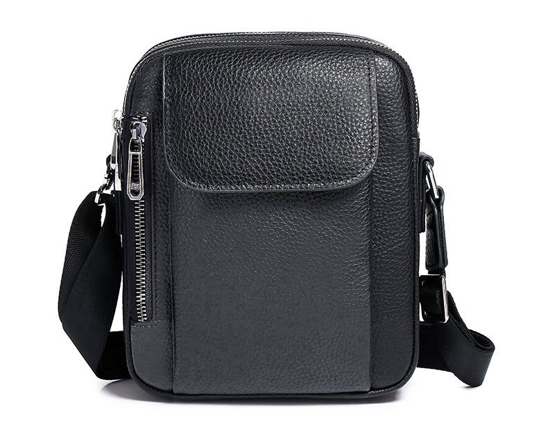 Skórzana saszetka męska na ramię torba czarna