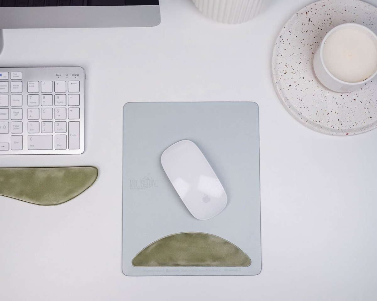 Prostokątna podkładka pod mysz komputerową jednokolorowa z poduszka wspierającą nadgarstek – zielona