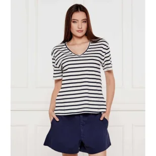 Tommy Hilfiger T-shirt Loose fit z dodatkiem lnu - Koszulki i topy damskie - miniaturka - grafika 1