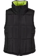 Kamizelki damskie - Urban Classics Kamizelka damska Ladies Reversible Cropped Puffer Vest black/frozenyellow XL, czarny/żółty (Kraina Lodu), XL - miniaturka - grafika 1