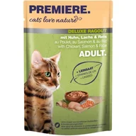 Mokra karma dla kotów - PREMIERE Cats Love Nature Deluxe Ragout z kurczakiem, łososiem i ryżem 48x100 g - miniaturka - grafika 1
