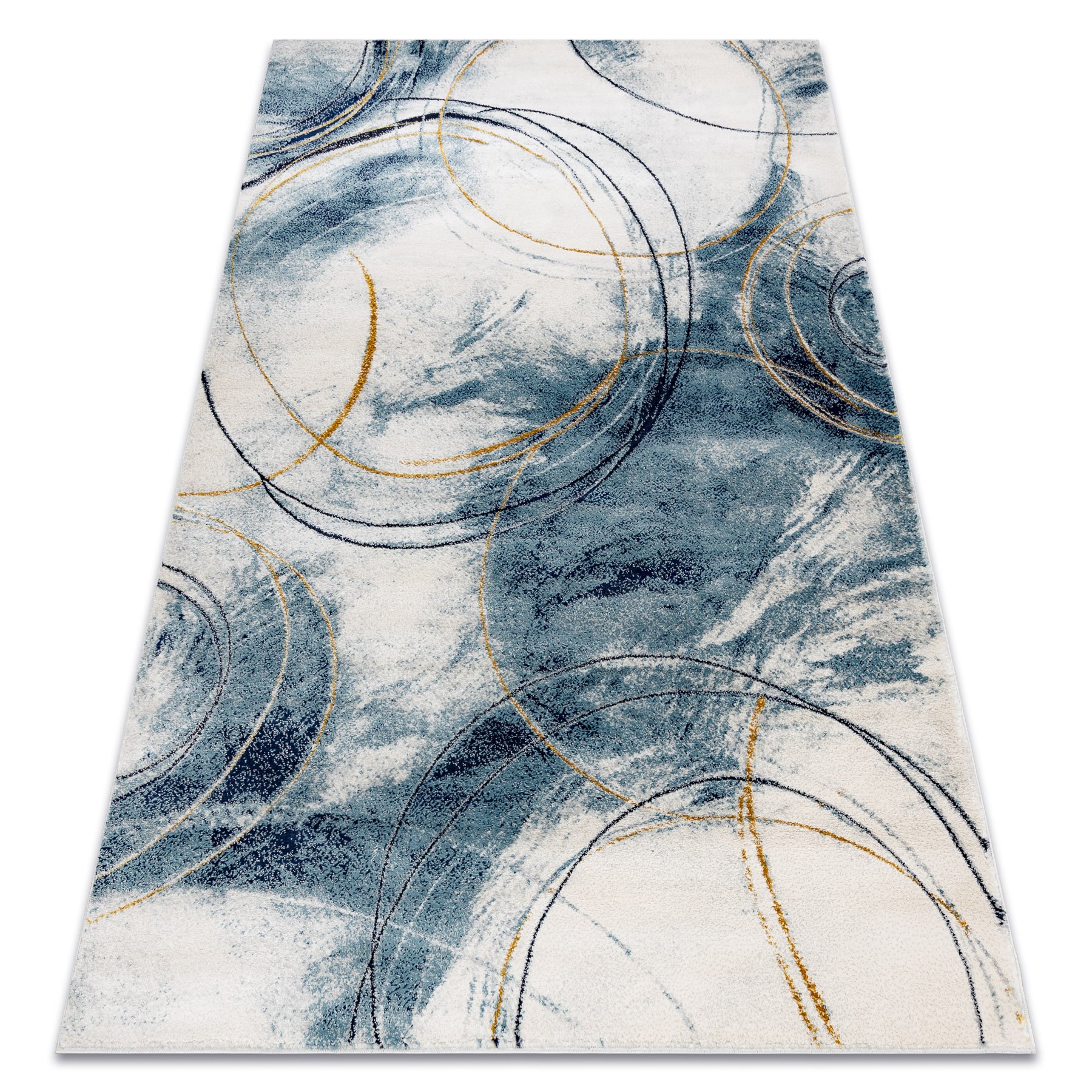 Dywan EMERALD ekskluzywny A0087 glamour, stylowy koła / złoty niebieski 160x220 cm