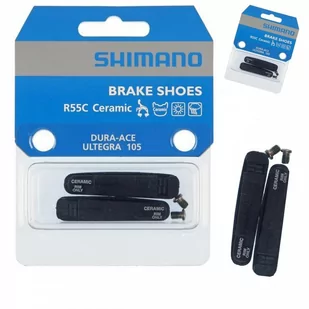 Shimano Okładziny R55C3 BR-7900/6700 5700 czarny / Materiał: mieszane / Przeznaczenie: szosowe obręcze karbonowe / Wersja zestawu: para - Hamulce rowerowe - miniaturka - grafika 1