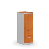 Szafy biurowe - Kartoteka metalowa KOMBI z drewnianym frontem A4, 4 szuflady, szary/czereśnia - miniaturka - grafika 1