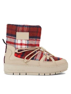 Tommy Hilfiger Śniegowce Tartan Snowboot FW0FW07612 Beżowy - Śniegowce damskie - miniaturka - grafika 1