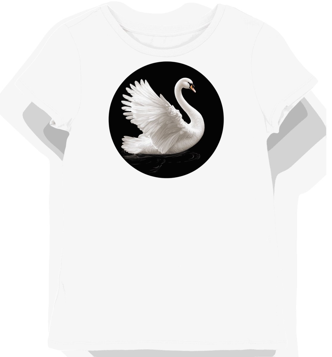 Koszulka damska biała z motywem eleganckiego białego łabędzia L