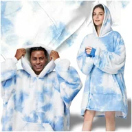 Bluzy damskie - KOCO BLUZA OVERSIZE DŁUGA CIEPŁA KOC BLUZA DAMSKA Z KAPTUREM NA WALENTYNKI - miniaturka - grafika 1