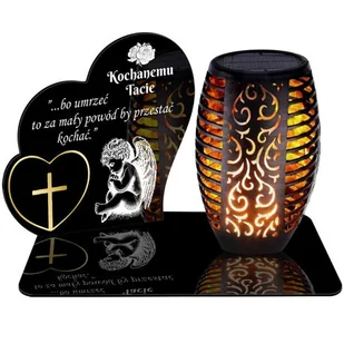 ZNICZ SOLARNY LED WIECZNY PODSTAWKA NA CMENTARZ GRÓB Serce EFEKT PŁOMIENIA DLA TATY - Lampiony i znicze - miniaturka - grafika 1