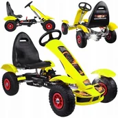 Jeździki dla dzieci - Żółty sportowy GOKART na pedały dla dzieci do 50kg - Pompowane koła SP0209 - miniaturka - grafika 1