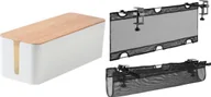 Maskownice do kabli - Mozos Maskownica Biały 1 sztuka KBO-LW-WOOD + Organizer na kable siatka czarny UCM 1 - miniaturka - grafika 1
