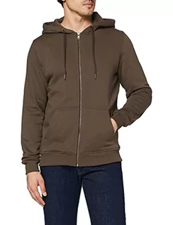 Bluzy męskie - Urban Classics Męska bluza basic Zip Hoody jednokolorowa bluza z kapturem w wielu kolorach, rozmiar S do XXL, zielony (Army Green 1144), S - grafika 1