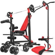 Ławki treningowe - Zestaw MS38_140KG_KIER Ławka dwustronnie regulowana + stojaki pod sztangę + akcesoria + zestaw gryfów i obciążeń - Marbo Sport - miniaturka - grafika 1