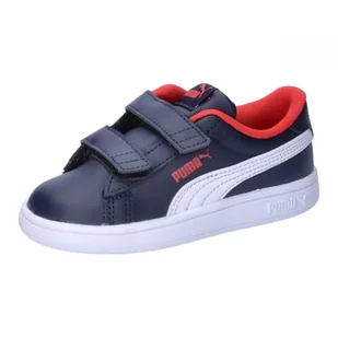 Niemowlęce skórzane sneakersy Smash 3.0 V PUMA Navy White For All Time Red Blue - Buty trekkingowe dziecięce - miniaturka - grafika 1