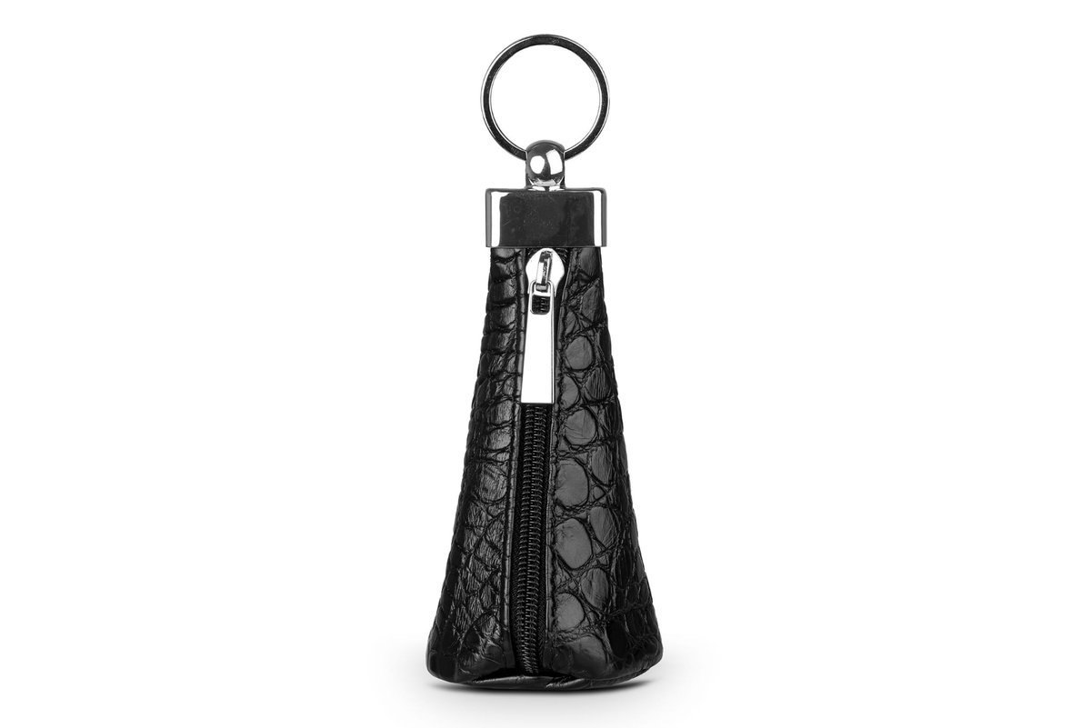 Etui Dzwonek na klucze Skórzane VerMari Czarne Croco