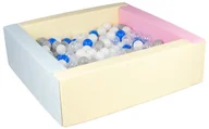 Suche baseny - Kwadratowy suchy basen z ekoskóry z 200 piłeczkami (różowy, niebieski, żółty (pastel)/biały, transparentny, niebieski, szary) - miniaturka - grafika 1