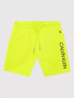 Spodnie i spodenki dla dziewczynek - Calvin Klein Jeans Szorty sportowe Institutional Logo IB0IB00796 Zielony Regular Fit - grafika 1