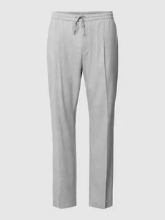 Spodnie męskie - Spodnie materiałowe z prostą nogawką i kieszeniami z tyłu - grafika 1