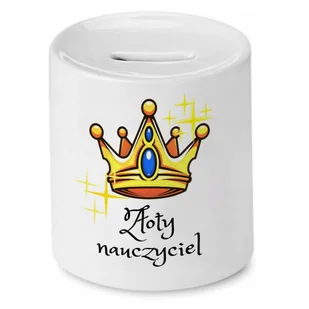 SKARBONKA NA DZIEŃ NAUCZYCIELA ZŁOTY NAUCZYCIEL z Nadrukiem ze Zdjęciem z N + Opakowanie na prezent (wzór 04) - Skarbonki - miniaturka - grafika 1