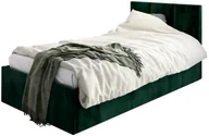 Łóżka dla dzieci i młodzieży - Łóżko młodzieżowe VIVO 100x200 zielone z tapicerowanym panelem i pojemnikiem na pościel MKPOL - miniaturka - grafika 1