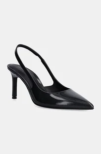 Calvin Klein szpilki skórzane HEEL SLINGBACK PUMP 70 SAFF LTH kolor czarny HW0HW02068 - Czółenka - miniaturka - grafika 1