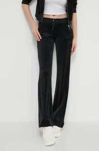 Juicy Couture spodnie dresowe welurowe kolor czarny gładkie - Spodnie damskie - miniaturka - grafika 1