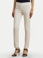 Spodnie damskie - LAUREN RALPH LAUREN Spodnie materiałowe 200631310013 Biały Slim Fit - miniaturka - grafika 1