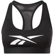 Biustonosze - Reebok Biustonosz sportowy S Lux Vector Racer Bra czarny l - miniaturka - grafika 1