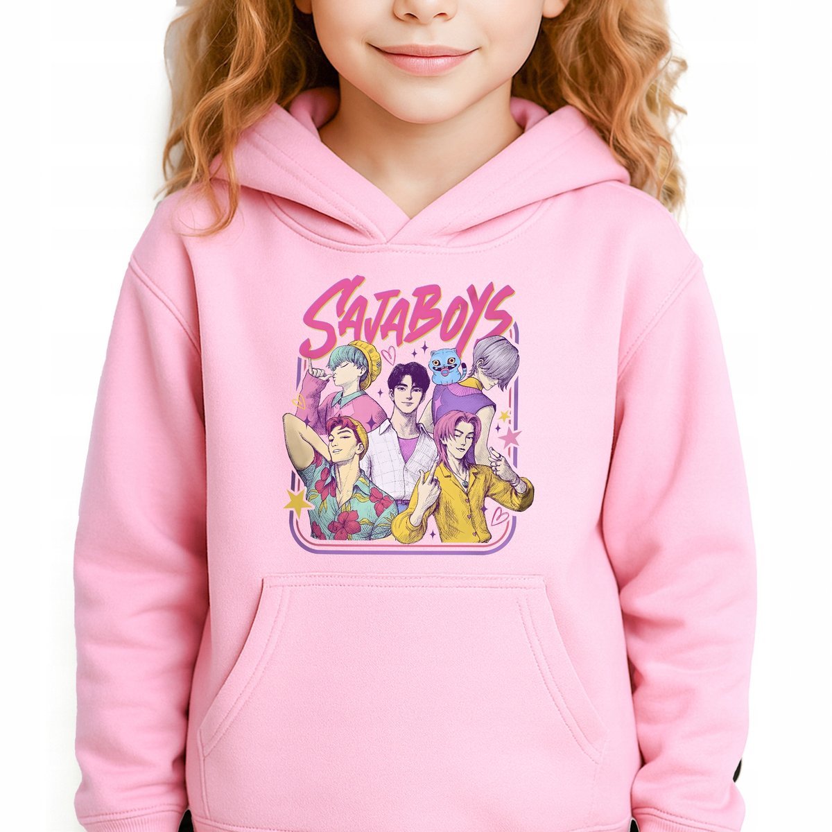 Bluza Dziecięca Różowa Z Kapturem SAJA SQUAD Muzyka Bajka Kpop Wz - 140 cm