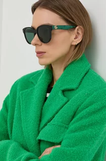 Okulary przeciwsłoneczne - Gucci okulary przeciwsłoneczne damskie kolor zielony - grafika 1