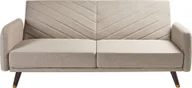 Sofy i kanapy - BELIANI Sofa rozkładana jasnobrązowa len syntetyczny 3-osobowa z funkcją spania - miniaturka - grafika 1