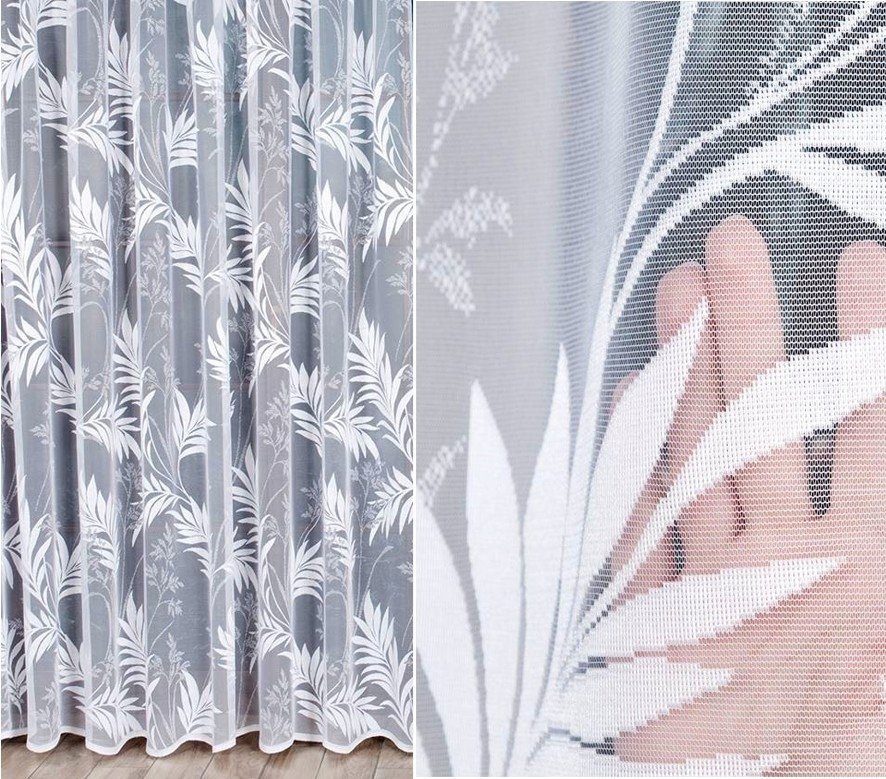 Firana żakardowa KAJA wzór 018920 500x200m prosta (gotowa) z obszyciem