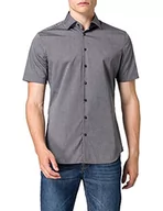 Koszule męskie - Seidensticker Męska koszula biznesowa – niewymagająca prasowania, taliowana koszula w talii – krótki rękaw – kołnierz Kent – 100% bawełna, szary (szary 34), 43 - miniaturka - grafika 1