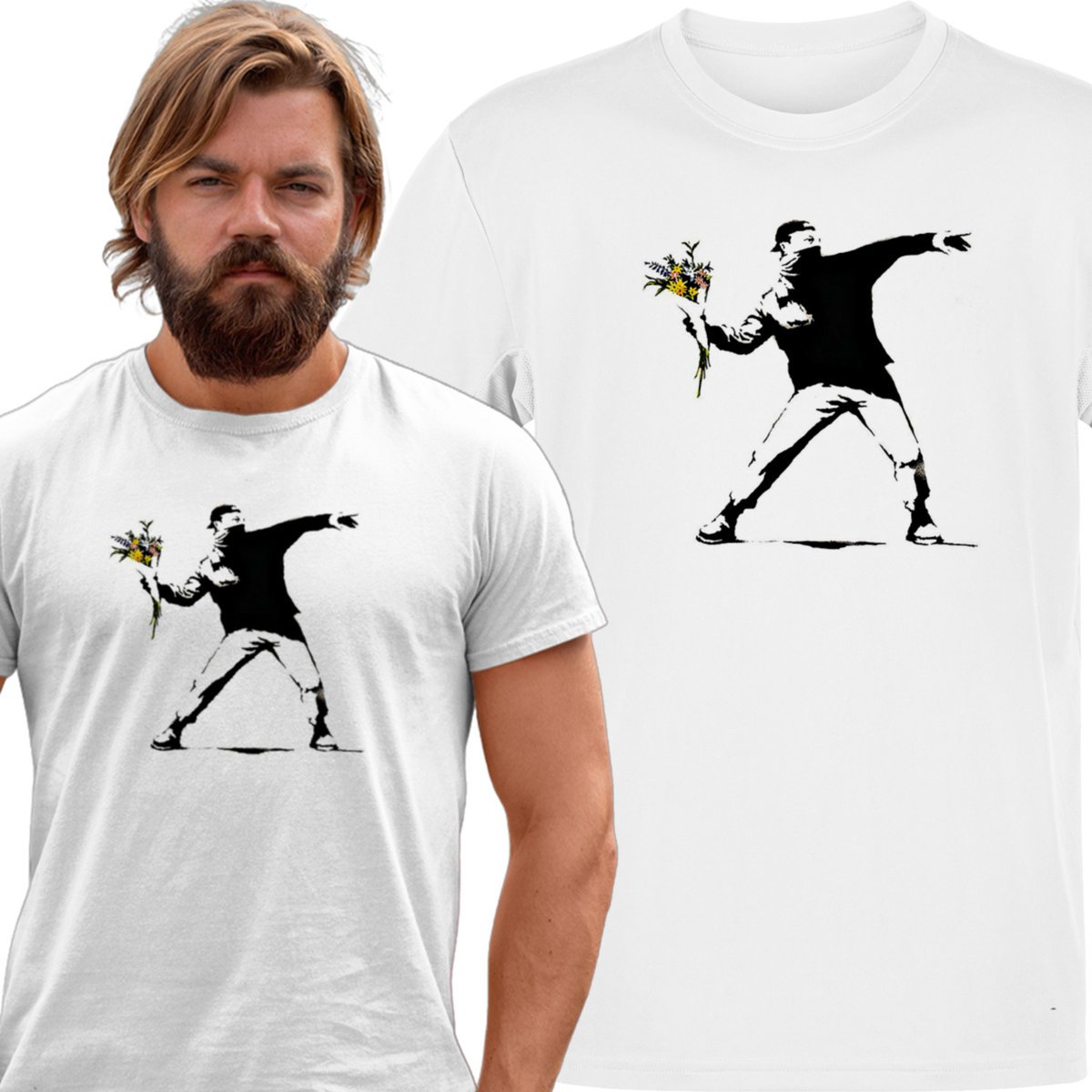 Koszulka męska Banksy Rzucający Kwiaty XXL