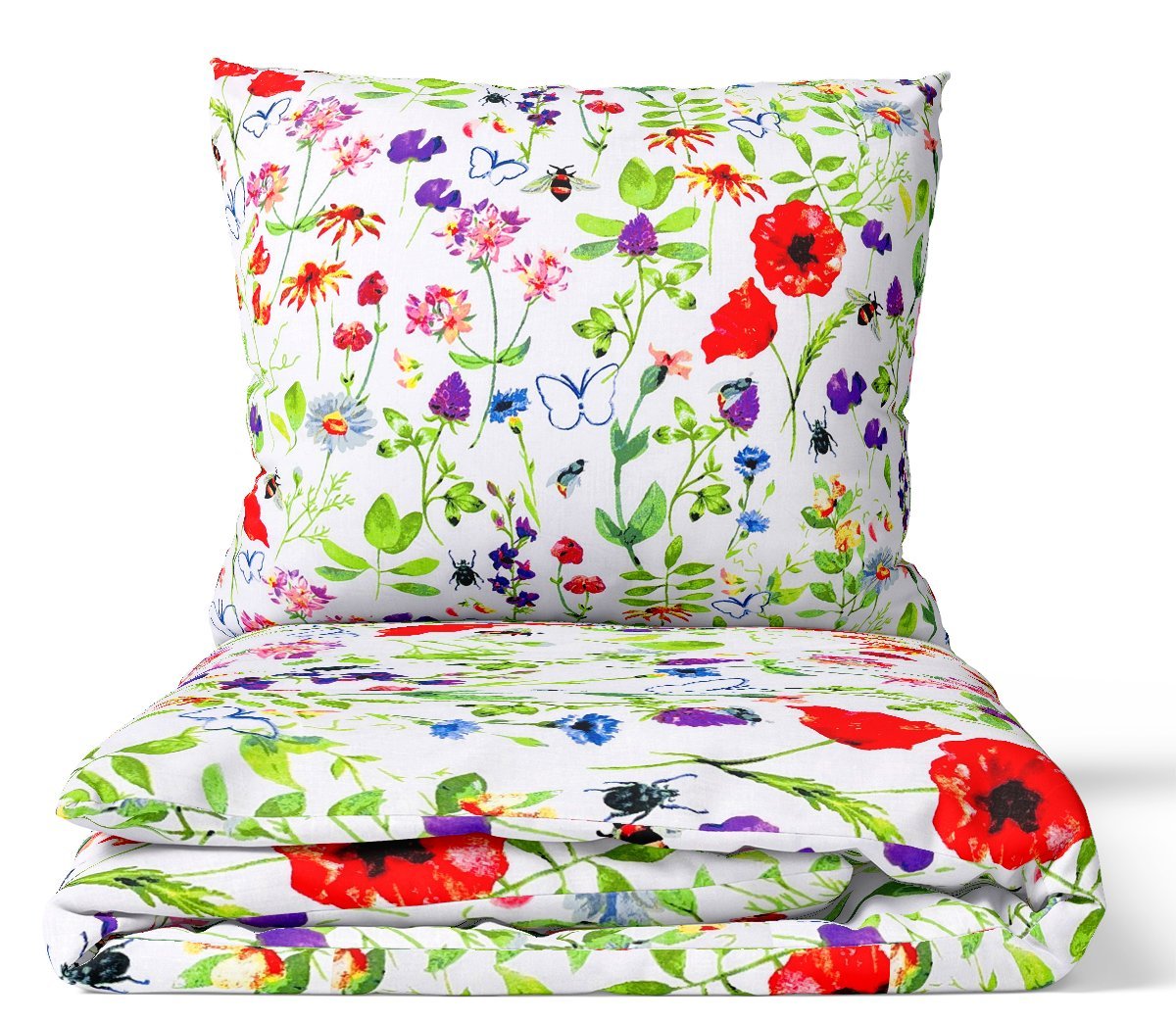 Komplet pościeli bawełnianej 160x200 +2x 70x80 gruba polska polne kwiaty