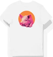 Koszulki męskie - Koszulka męska biała z nadrukiem różowej świnki na farmie S - miniaturka - grafika 1