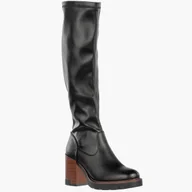 Kozaki damskie - Kozaki Damskie Ekoskóra Buty Na Słupku Przed Kolano Czarne Potocki 25-12246BKBR Czarny 37 - miniaturka - grafika 1