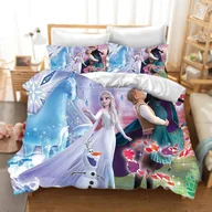 Pościel dla dzieci - DDONVG Frozen Pościel 135 x 200 cm Frozen Anna Elsa Olaf Poszwa na kołdrę Pościel dziecięca z mikrofibry z zamkiem błyskawicznym i poszewką na podu... - miniaturka - grafika 1