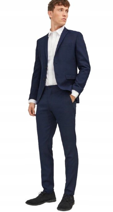 JACK&JONES GARNITUR MĘSKI GRANATOWY ELEGANCKI Z WEŁNĄ 58 16BA