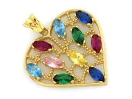 Wisiorki - Zawieszka złota Au 585 serce z cyrkoniami - miniaturka - grafika 1