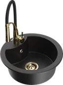 Zlewozmywaki z baterią - Mexen Diego zlewozmywak granitowy 1-komorowy z baterią kuchenną Aster, czarny/srebrny metalik - 6512-73-73450-57-G - miniaturka - grafika 1