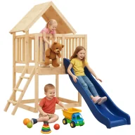 Place zabaw - Drewniany plac zabaw z domkiem i zjeżdżalnią R9-S41 - miniaturka - grafika 1