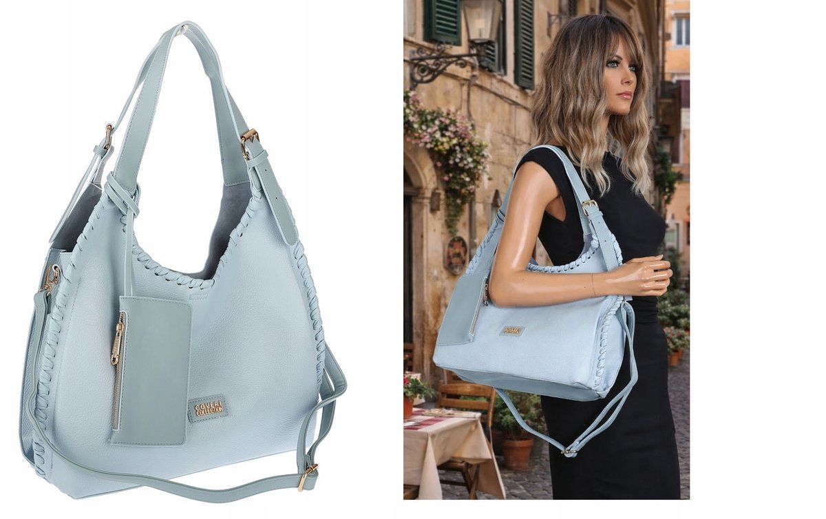 Torebka Damska Listonoszka Worek Shopper Torba na Ramię CC6693 Niebieska