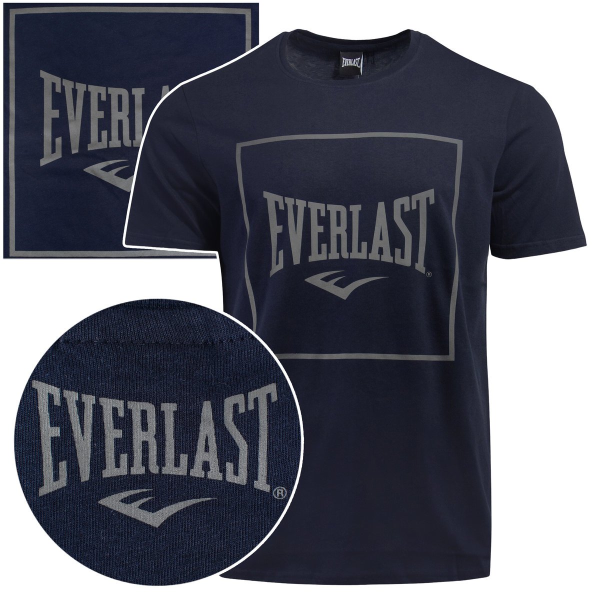 Everlast Koszulka Męska T-shirt Bawełniana Granat Napis 291J86 Rozmiar M