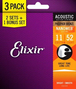 Elixir 16544 Custom Light Phosphor Bronze (11-52) Nw - Gitary klasyczne - miniaturka - grafika 1
