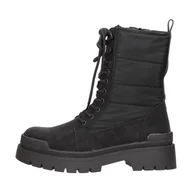 Botki damskie - Czarne trapery damskie zimowe na platformie Sergio Leone Sn114 - miniaturka - grafika 1