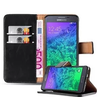 Etui i futerały do telefonów - Samsung Etui Galaxy Alpha firmy cadorabo pokrowiec osłona Luxury wzornictwo z zapięciem na magnes funkcja stojaka i-przegródką na Case Cover osłona etui torebka z klapką Book Style, grafitowo-czarny DE-107494 - miniaturka - grafika 1