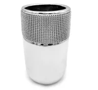 Wazony i flakony - Wazon ceramiczny z kryształkami nowoczesny na kwiaty srebrny18 cm - miniaturka - grafika 1