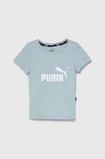 Koszulki dla dziewczynek - Puma t-shirt bawełniany dziecięcy kolor niebieski - grafika 1
